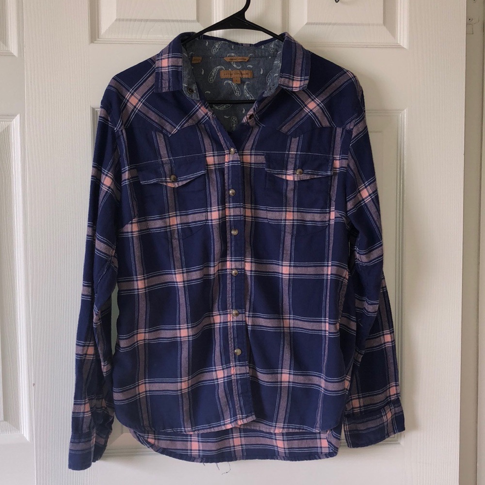 Jachs girlfriend long sleeve flannel blu sz large